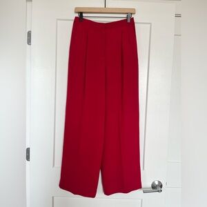 100% Silk Red Wide Leg Pants Josephine Chaus Size 8 Palazzo Statement